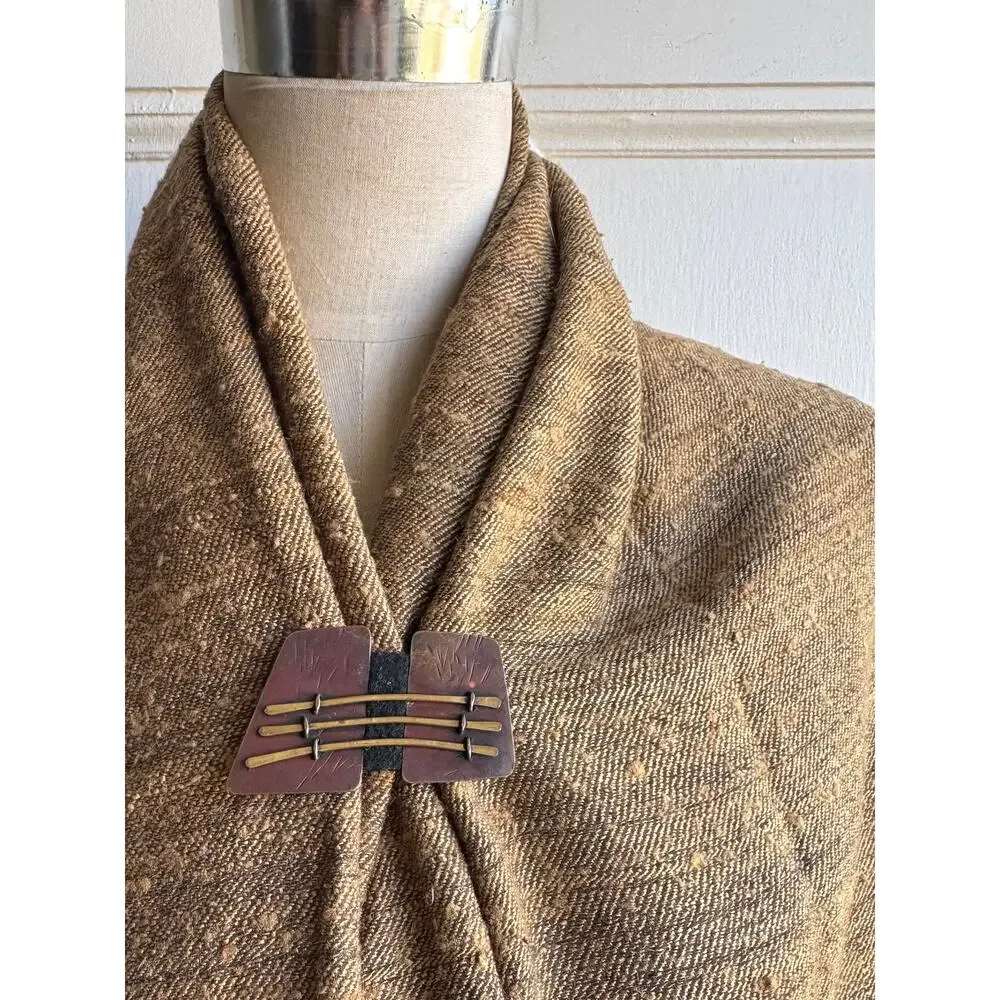 Vintage 1990s Janice Ho JH Signed Mixed Metal Brutalist Architectural Brooch SF